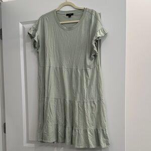 j crew Green Ruffle tshirt Dress